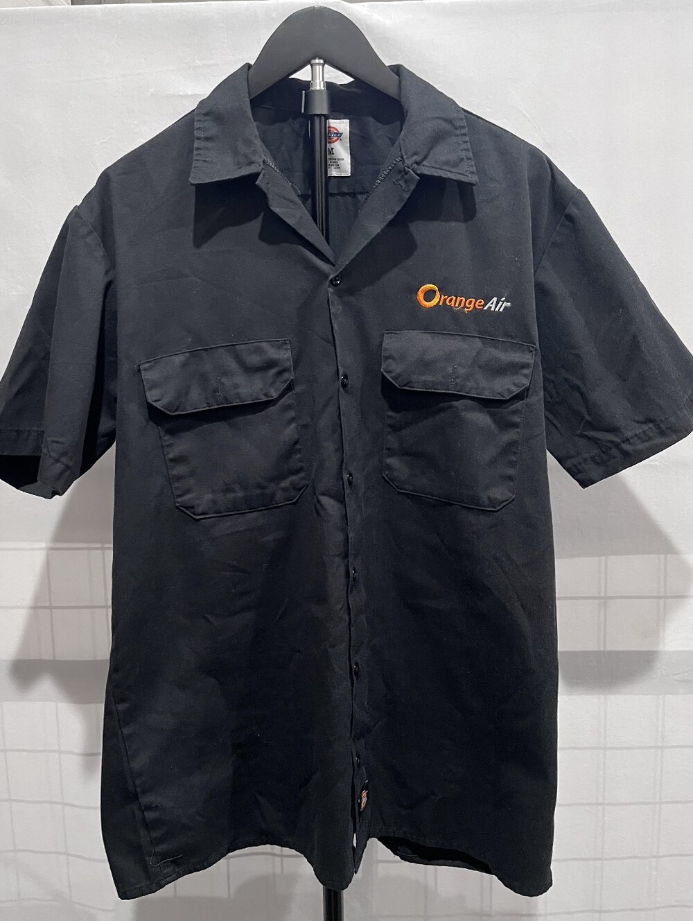 Dickies Black Work Shirt with Orange Embroidery VINTAGE shirt company no longer